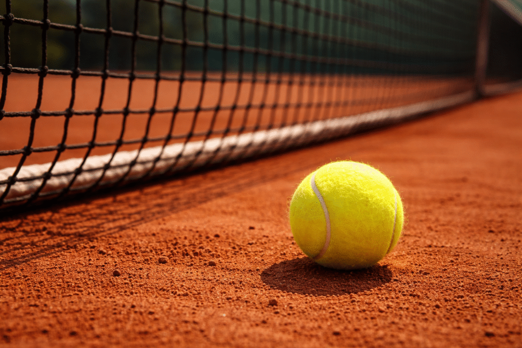Tennis court and ball