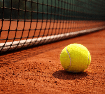 Tennis court and ball